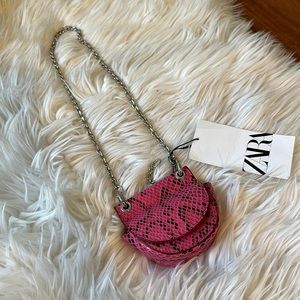🎀🆕 Pink Zara Snakeskin python Mini Purse